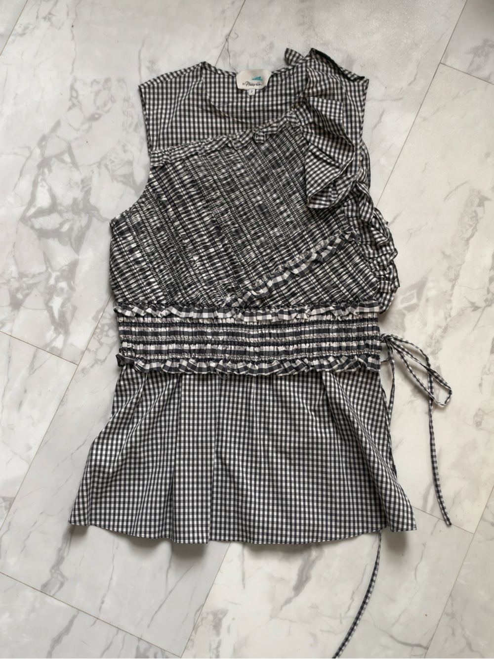 Philip lim Black & White Gingham Smocked Waist Women’s Skirt